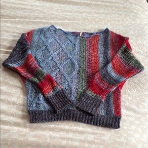 Free People Blue and Red Sweater